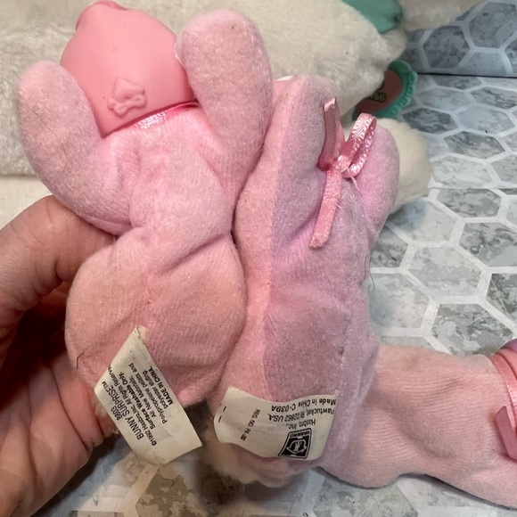 HASBRO 1992 BUNNY SURPRISE WHITE PURPLE  MOM & HER 3 BABIES WITH COLLAR - Picture 9 of 14